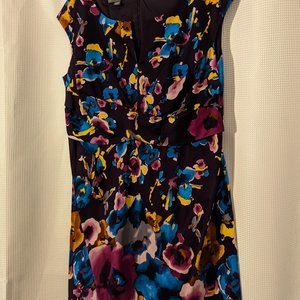 Beautiful watercolor floral Donna Ricco cotton shift dress